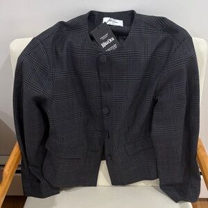 Gray and Black Plaid Blazer